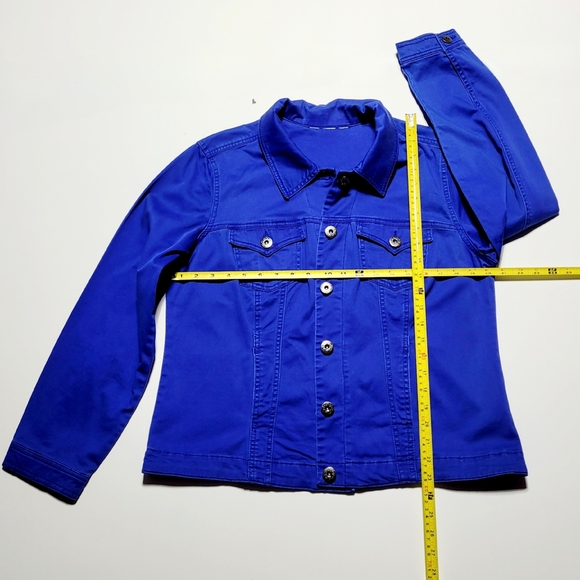 80s Vintage Vibrant Cobalt Blue Denim Jacket (L**) - Picture 10 of 11